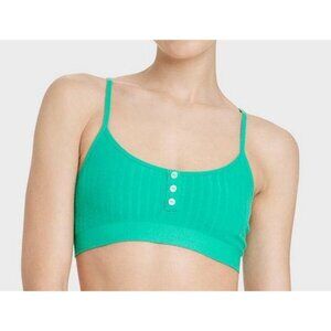 Closie - Women's Plush Ribbed Underwear Bra - Green - Medium